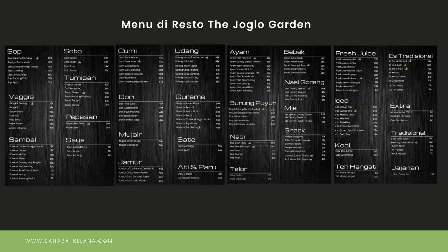 Menu Resto The Joglo Garden Bekasi